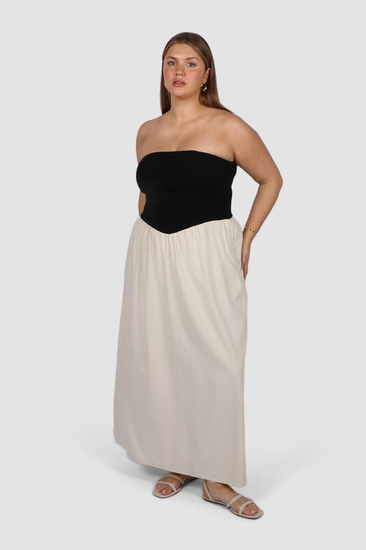 VELLA DRESS NEUTRAL/BLACK - Fayt The Label