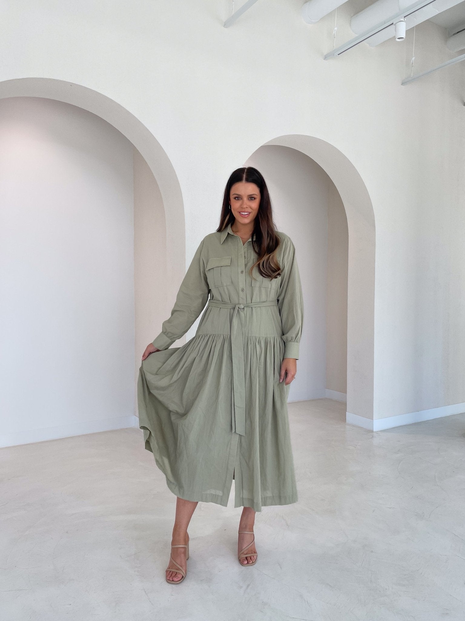 WISTERIA DRESS KHAKI - Fayt The Label
