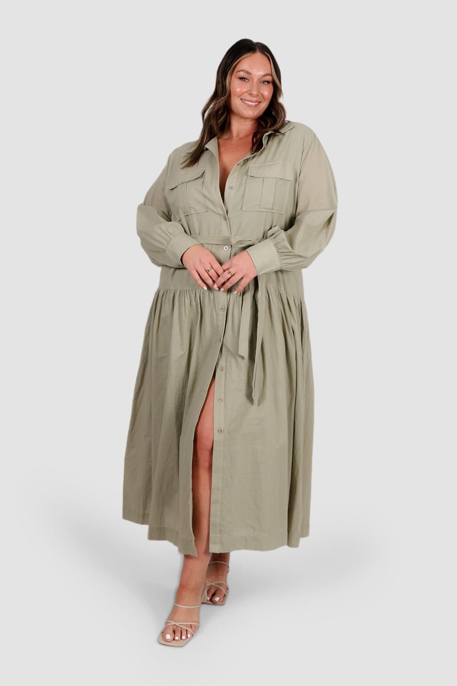 WISTERIA DRESS KHAKI - Fayt The Label