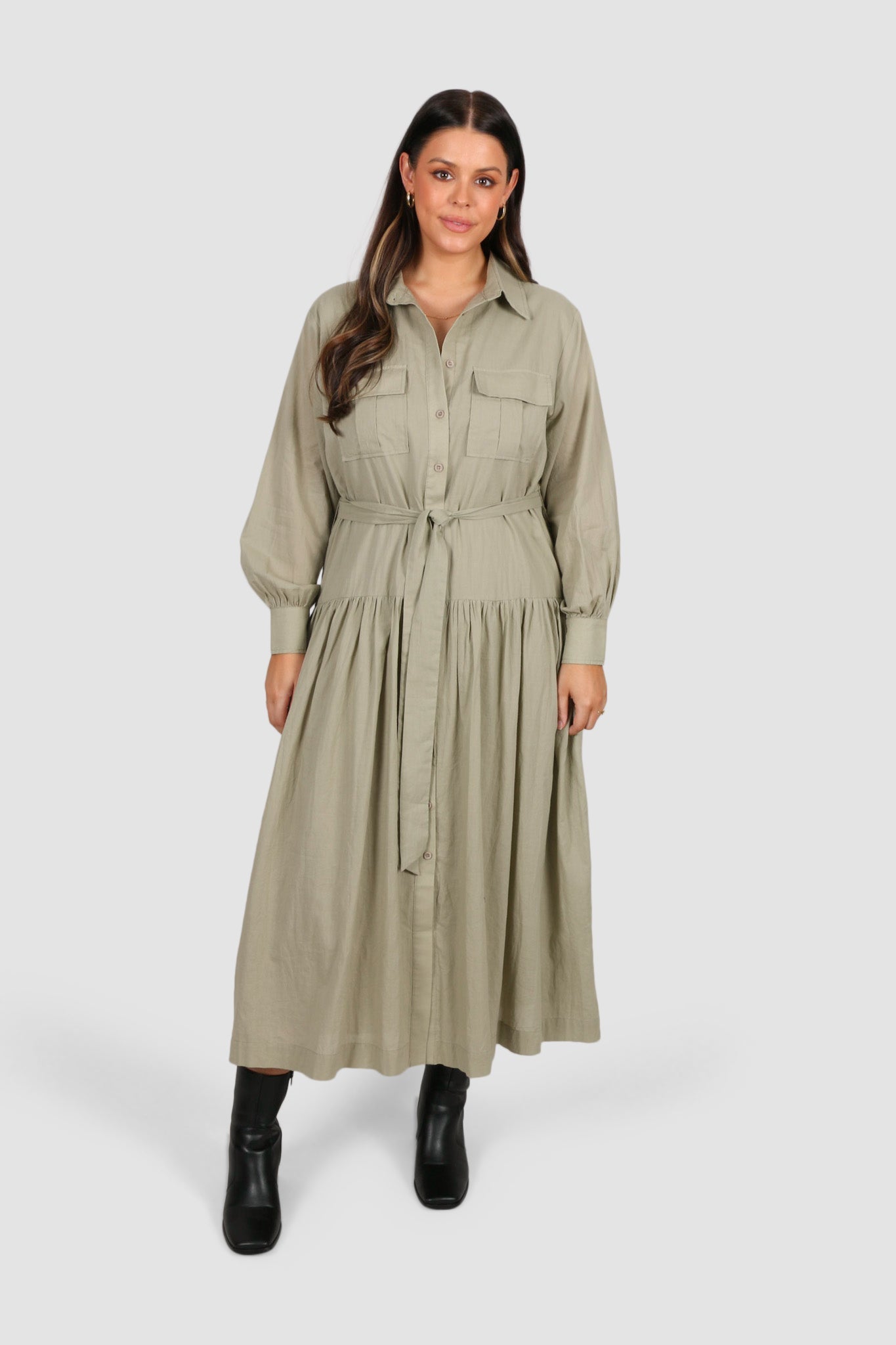 WISTERIA DRESS KHAKI - Fayt The Label