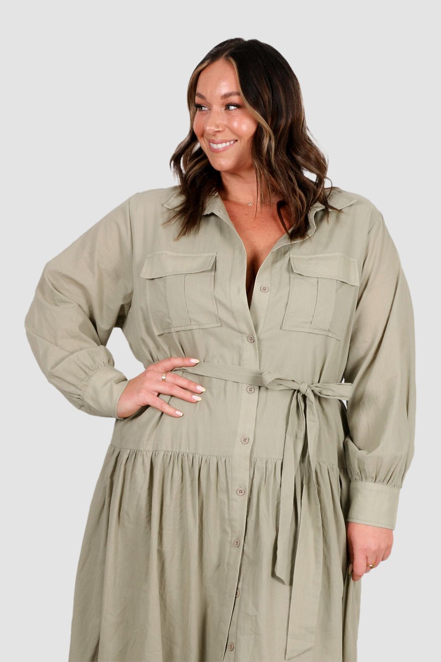 WISTERIA DRESS KHAKI - Fayt The Label