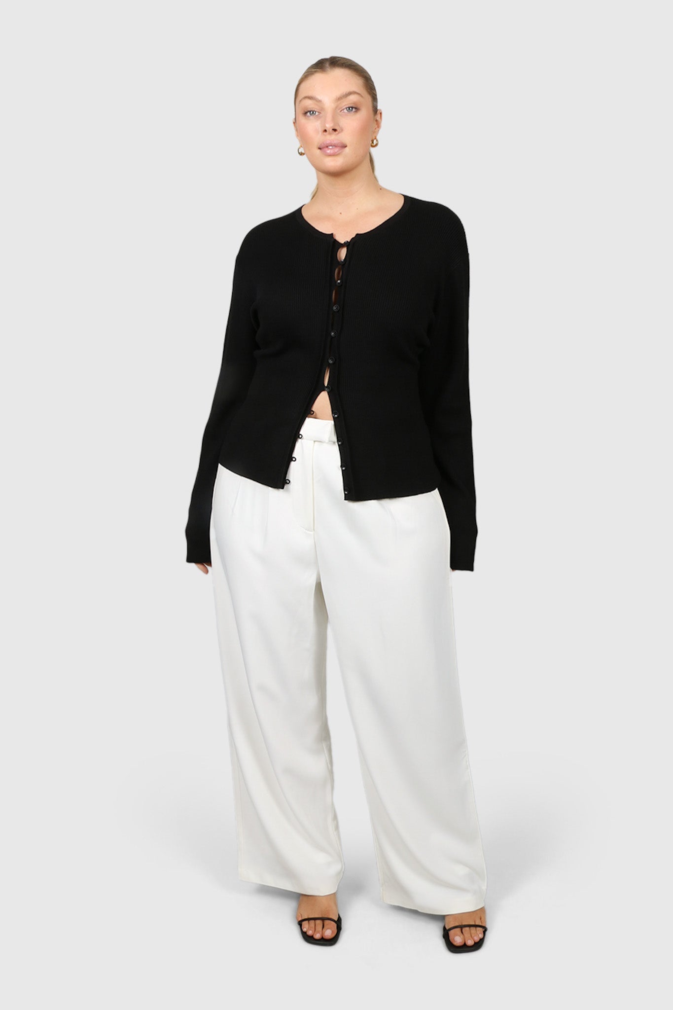 トップス Andmary Rebecca ribbon knit tops black ANDMARY】Baby ribbon knit tops