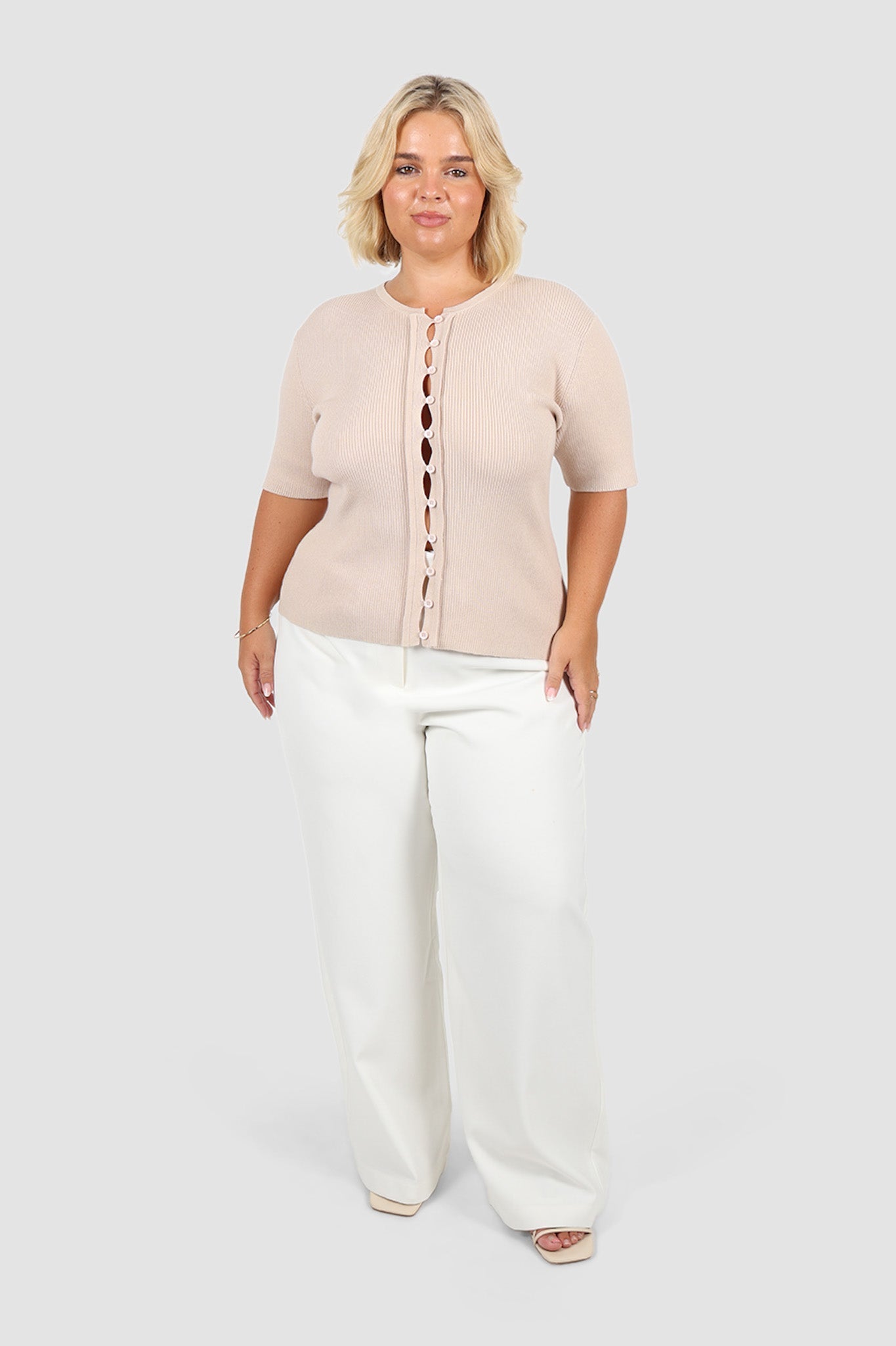 WREN S/S KNIT TOP NEUTRAL - Fayt The Label