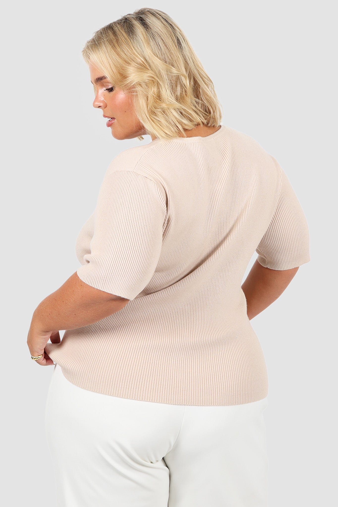 WREN S/S KNIT TOP NEUTRAL - Fayt The Label