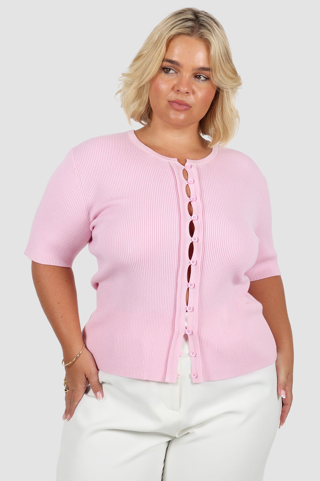 WREN S/S KNIT TOP SOFT PINK - Fayt The Label