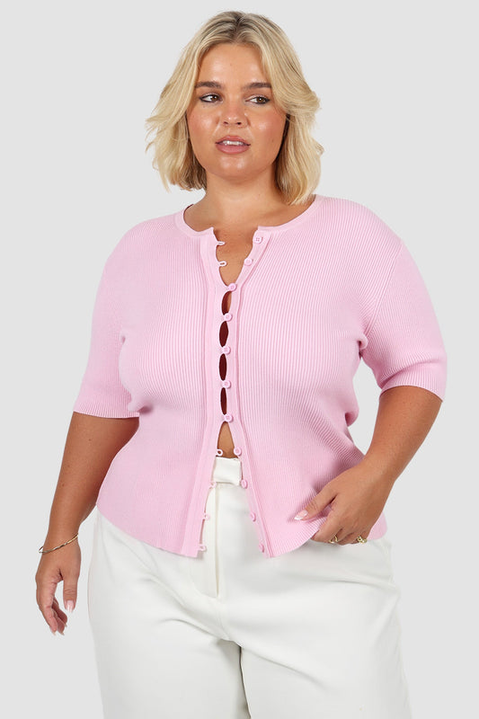 WREN S/S KNIT TOP SOFT PINK - Fayt The Label