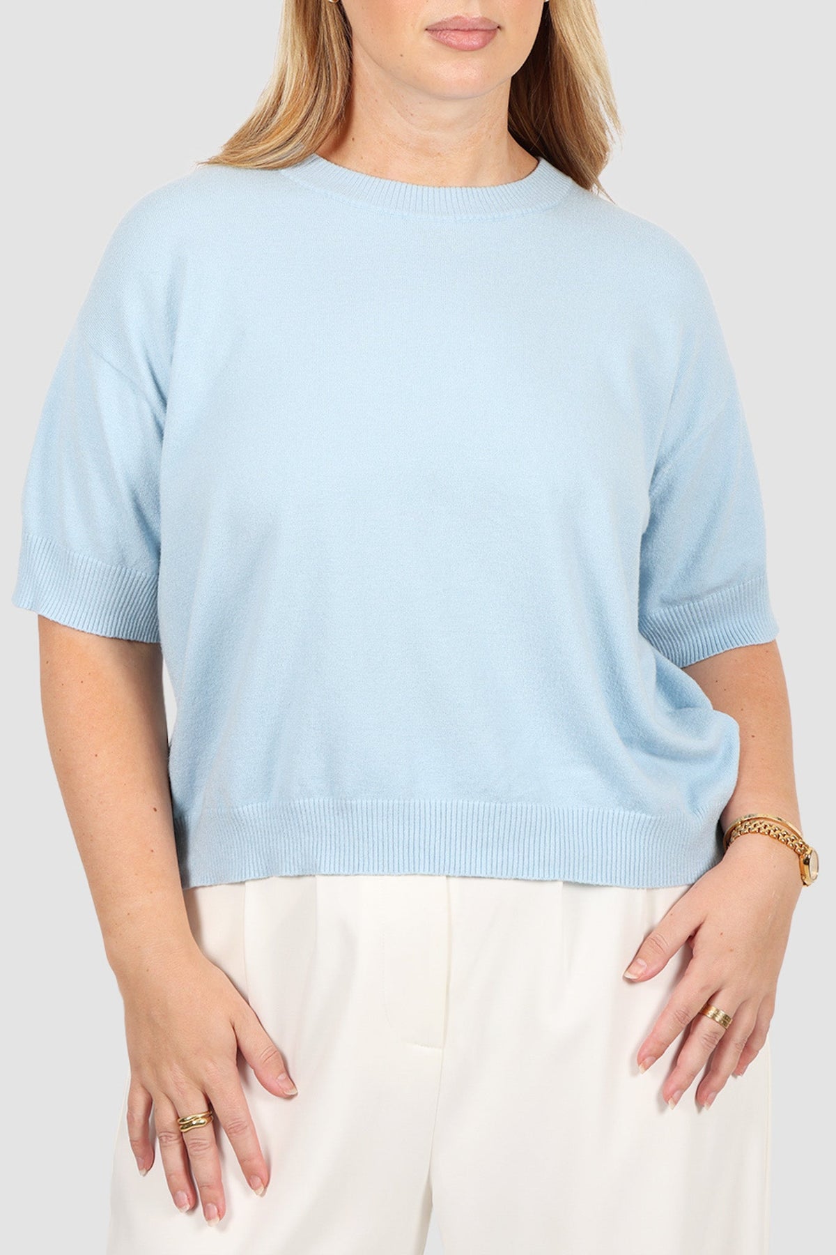 WYLER KNIT TOP SOFT BLUE - Fayt The Label