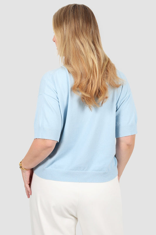 WYLER KNIT TOP SOFT BLUE - Fayt The Label