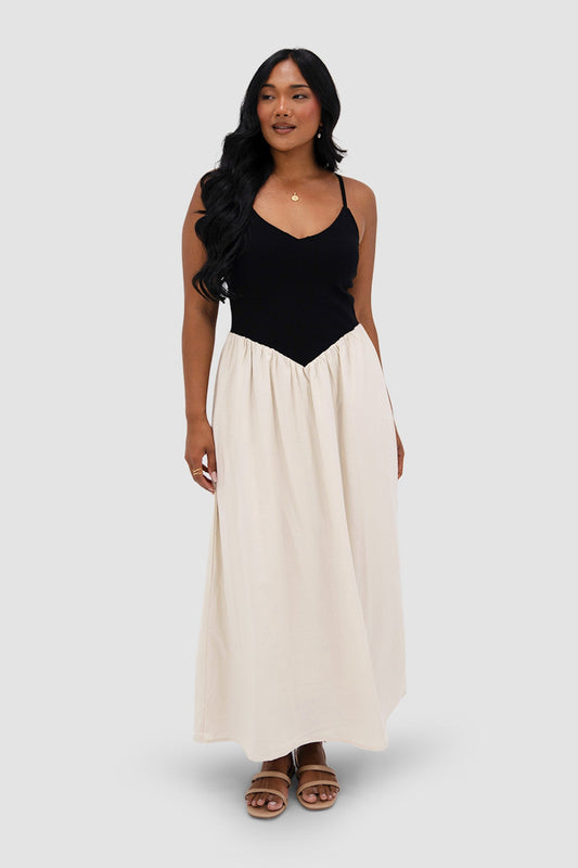 YARA DRESS BLACK/NEUTRAL - Fayt The Label