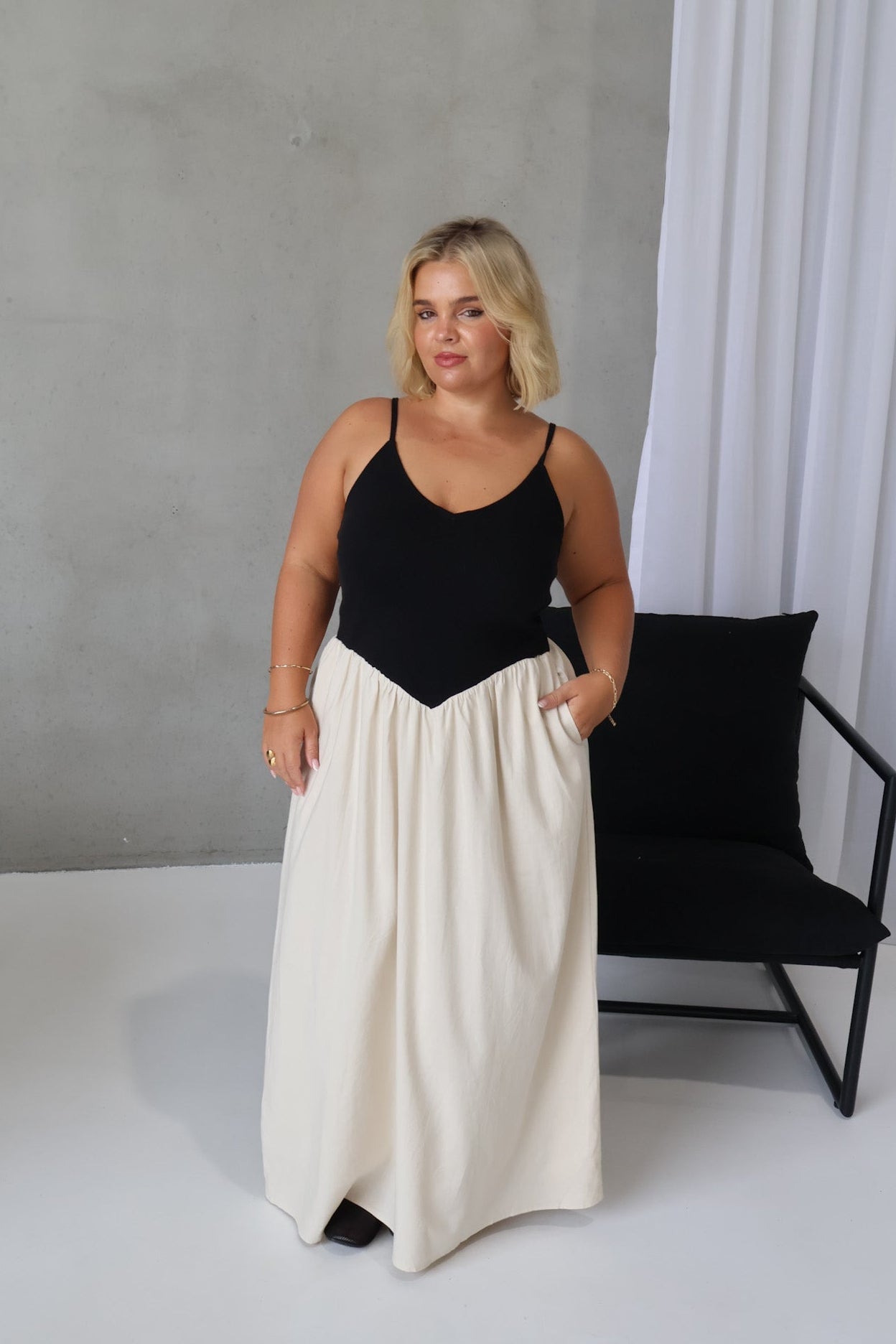 YARA DRESS BLACK/NEUTRAL - Fayt The Label