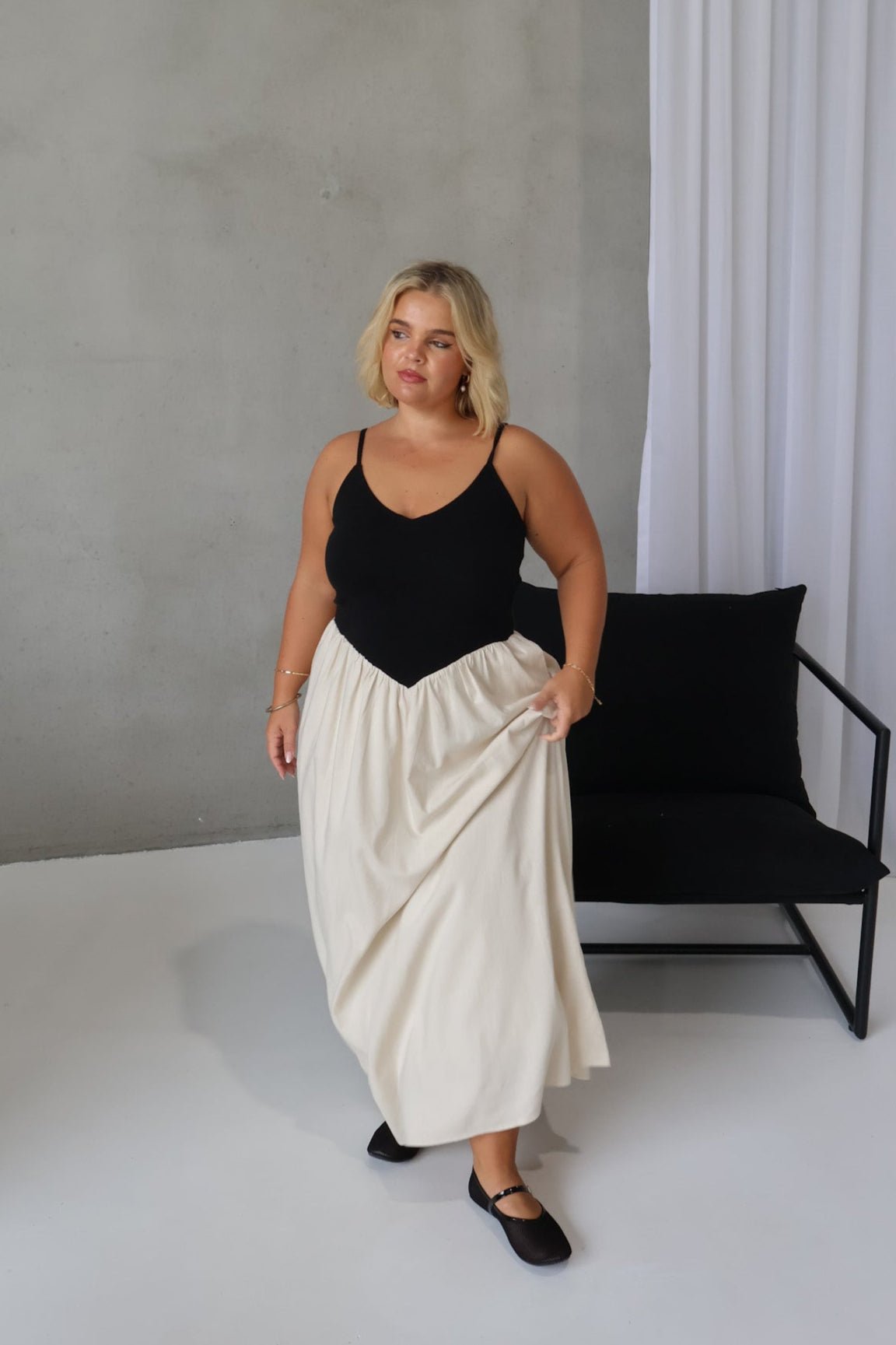 YARA DRESS BLACK/NEUTRAL - Fayt The Label