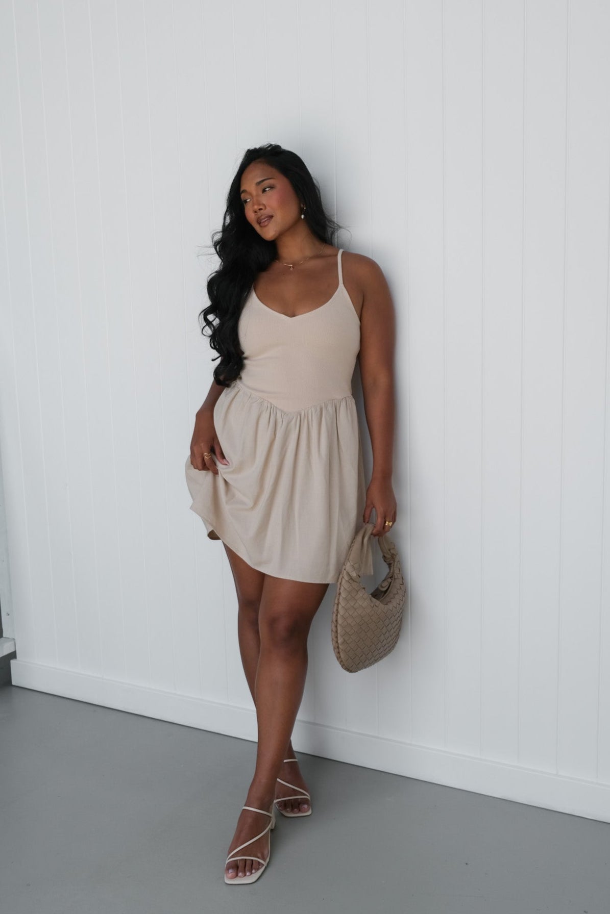 ZAREN MINI DRESS WHEAT - Fayt The Label