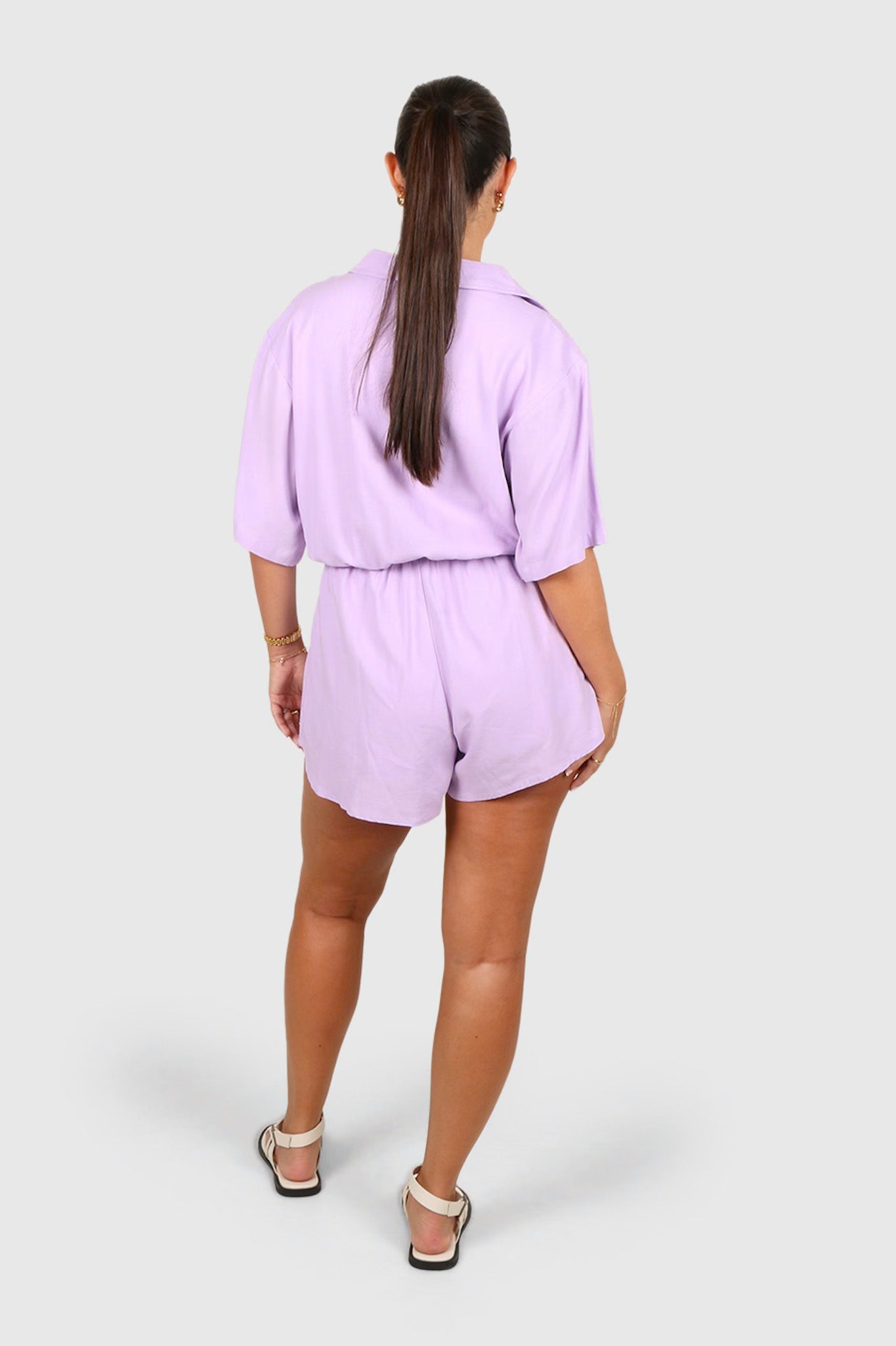 ZEPHYR LINEN PLAYSUIT LILAC - Fayt The Label