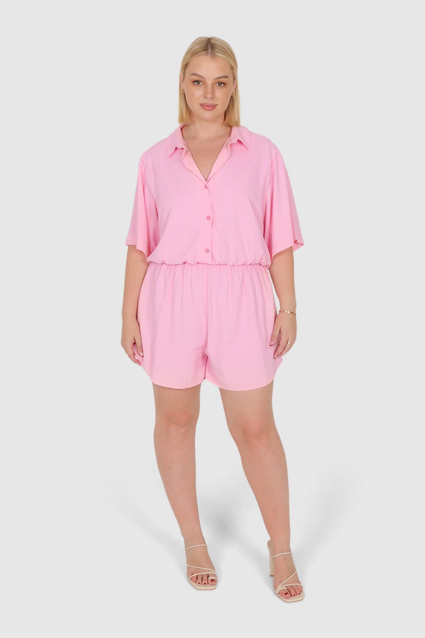 ZEPHYR LINEN PLAYSUIT PINK - Fayt The Label