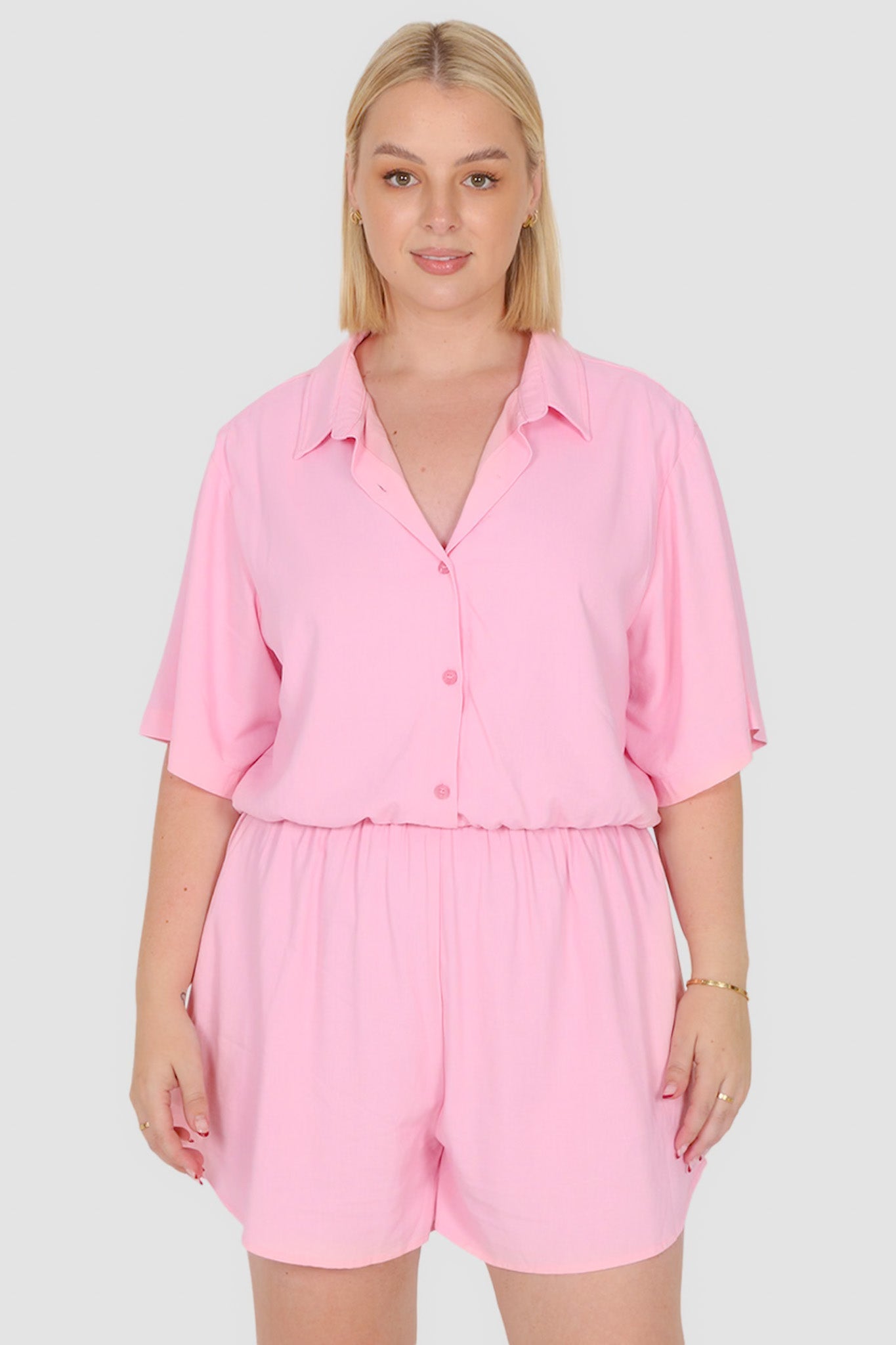 ZEPHYR LINEN PLAYSUIT PINK - Fayt The Label