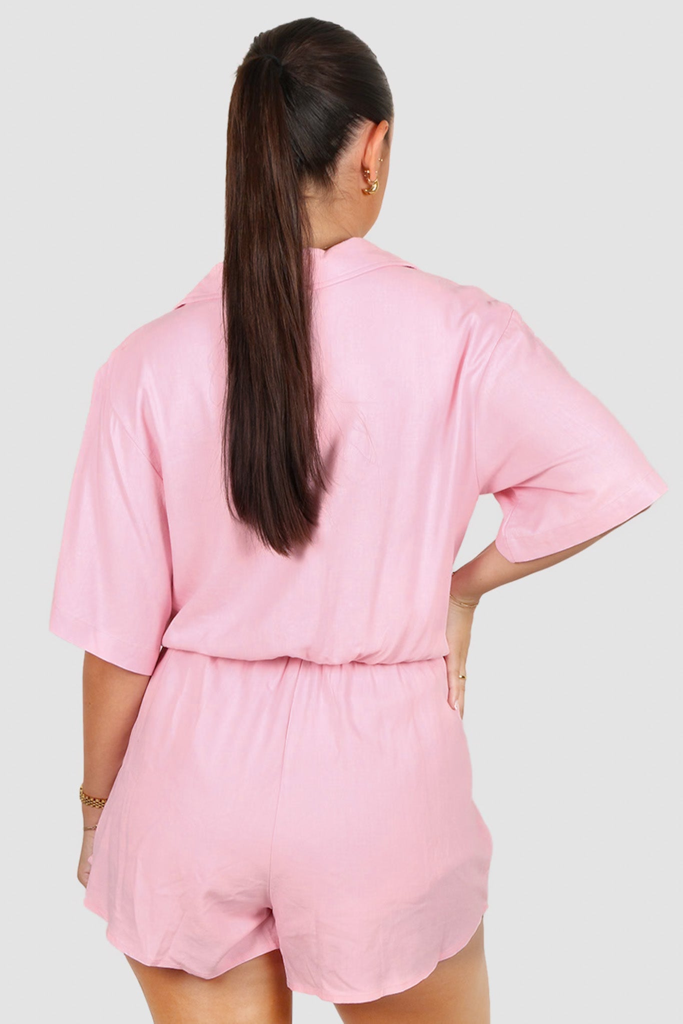 ZEPHYR LINEN PLAYSUIT PINK - Fayt The Label