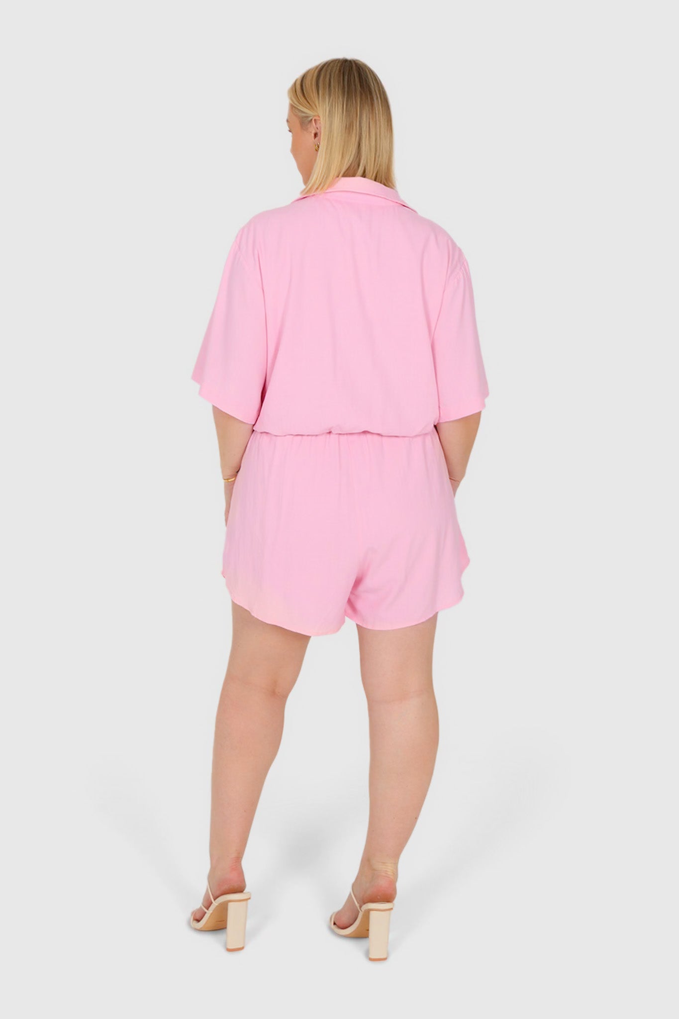 ZEPHYR LINEN PLAYSUIT PINK - Fayt The Label