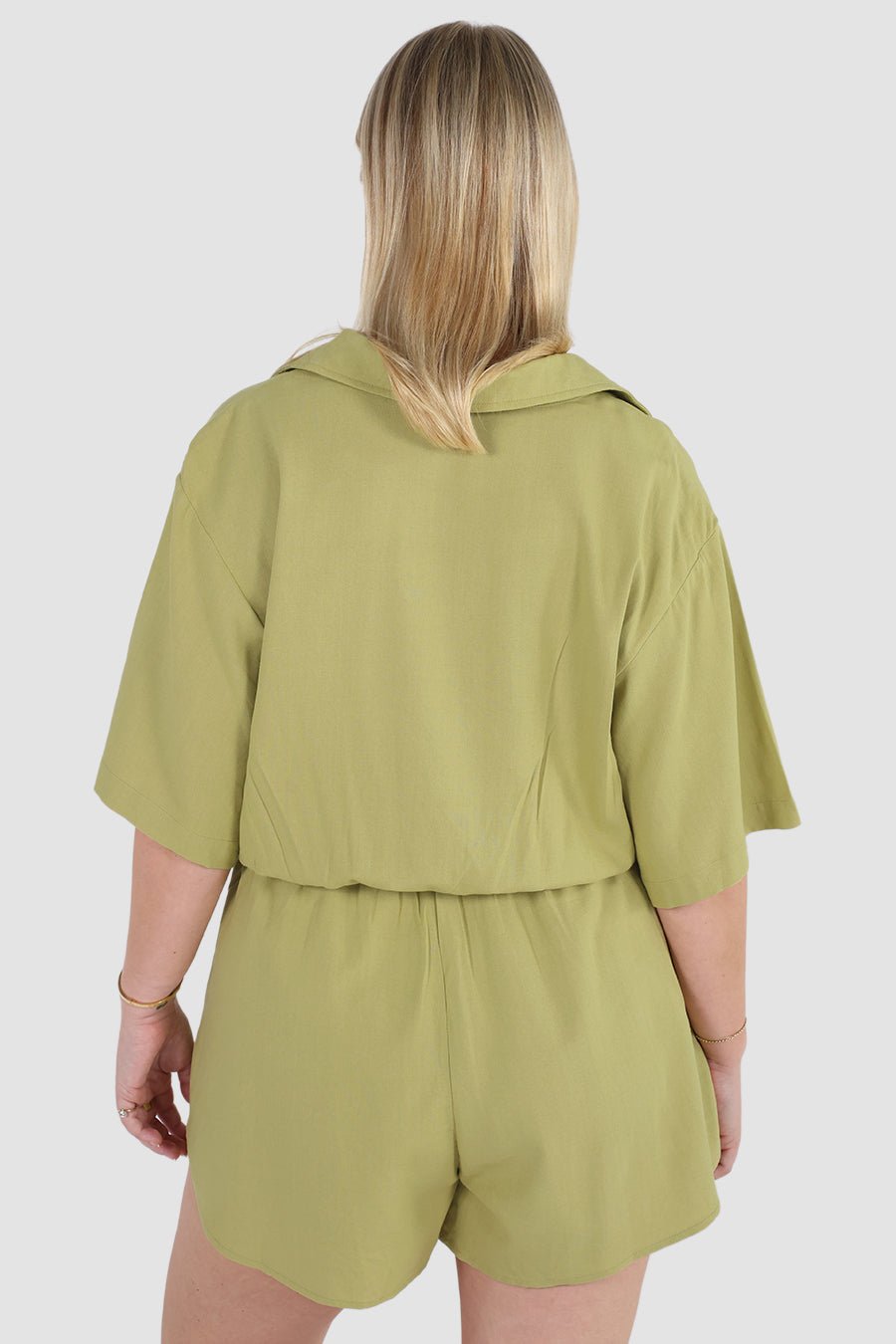 ZEPHYR LINEN PLAYSUIT PISTACHIO - Fayt The Label