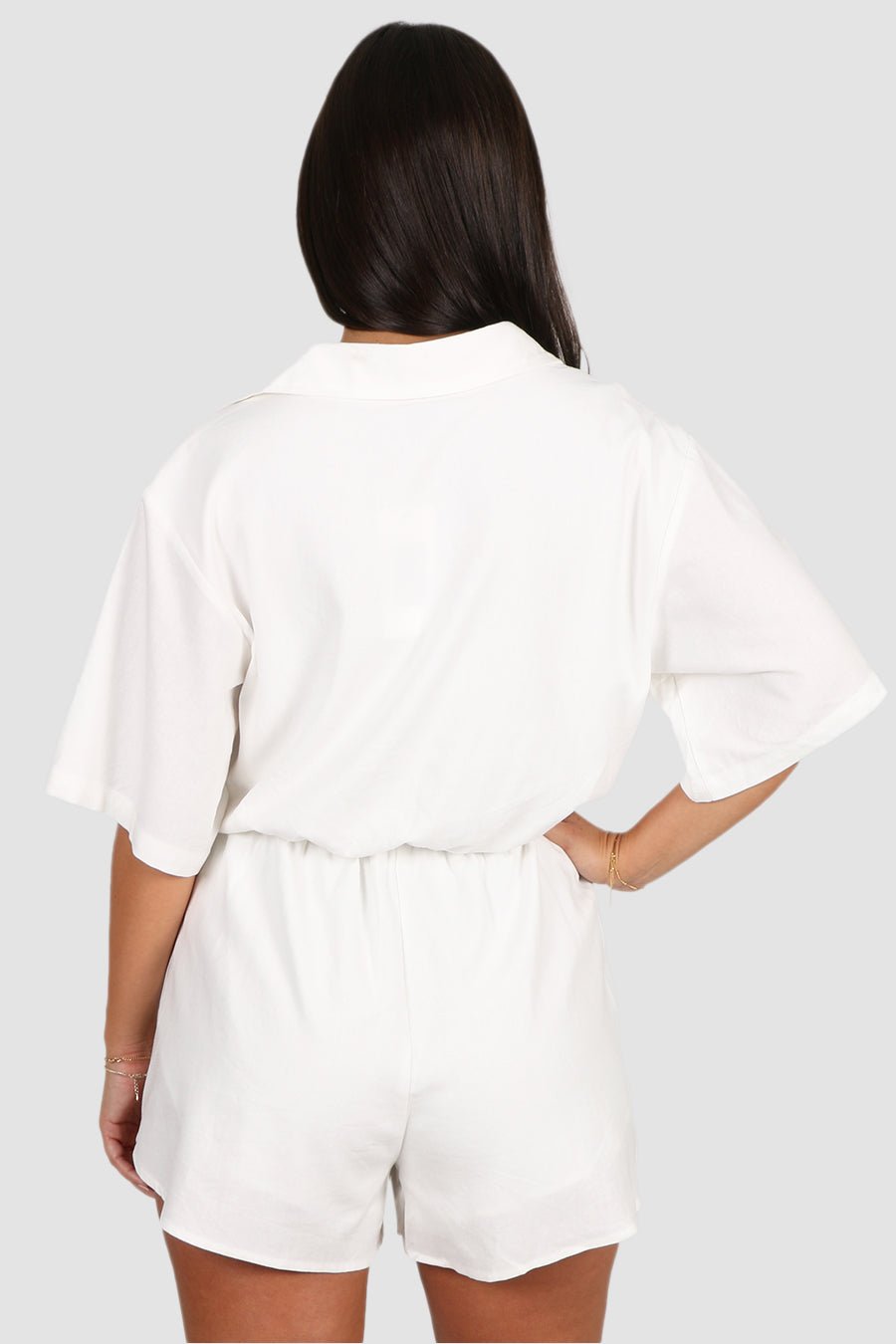 ZEPHYR LINEN PLAYSUIT WHITE - Fayt The Label