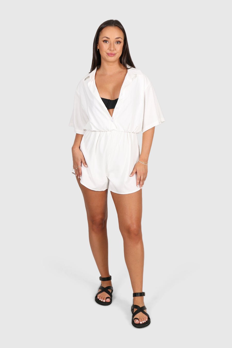 ZEPHYR LINEN PLAYSUIT WHITE - Fayt The Label
