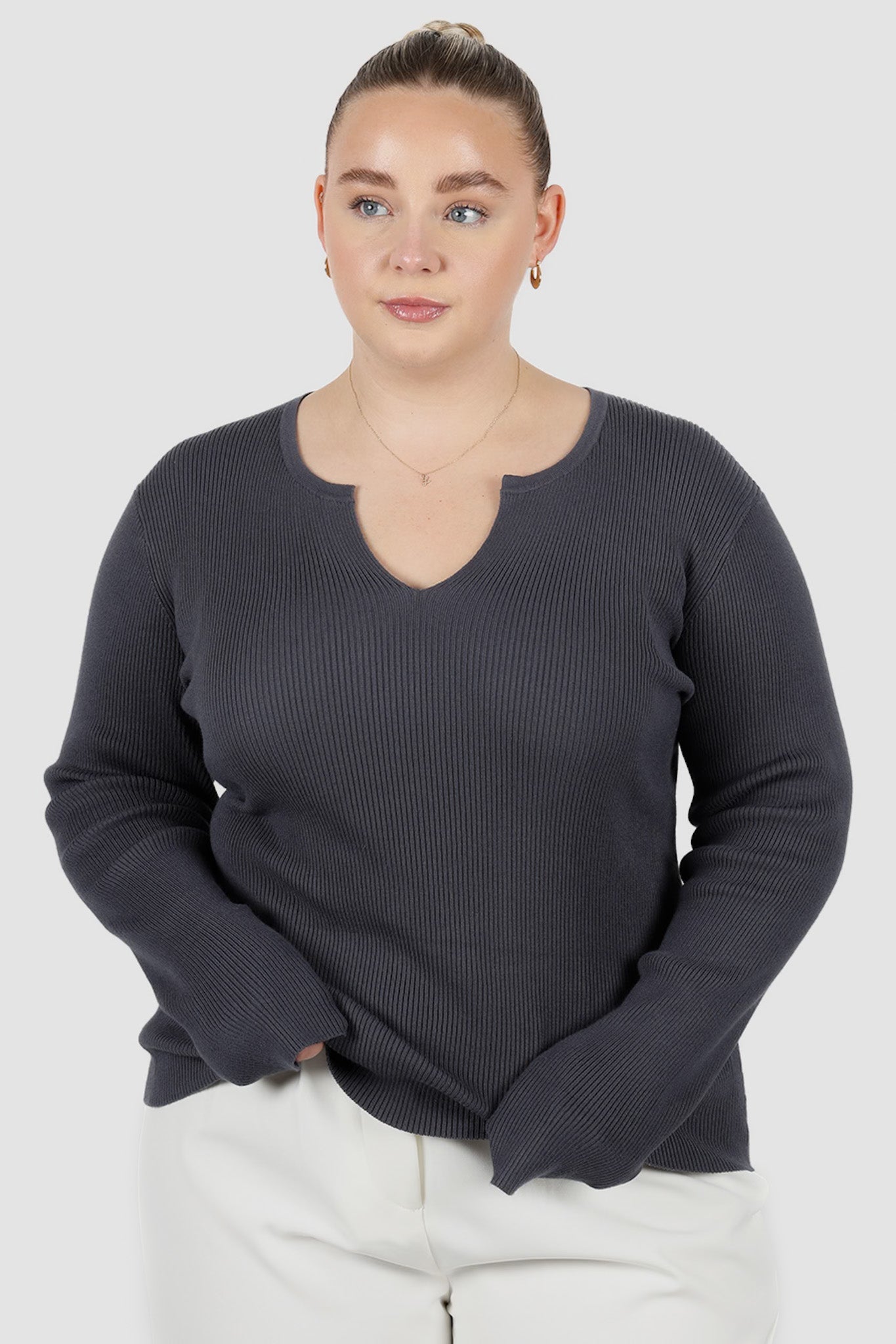 ZERRA KNIT TOP STEEL - Fayt The Label