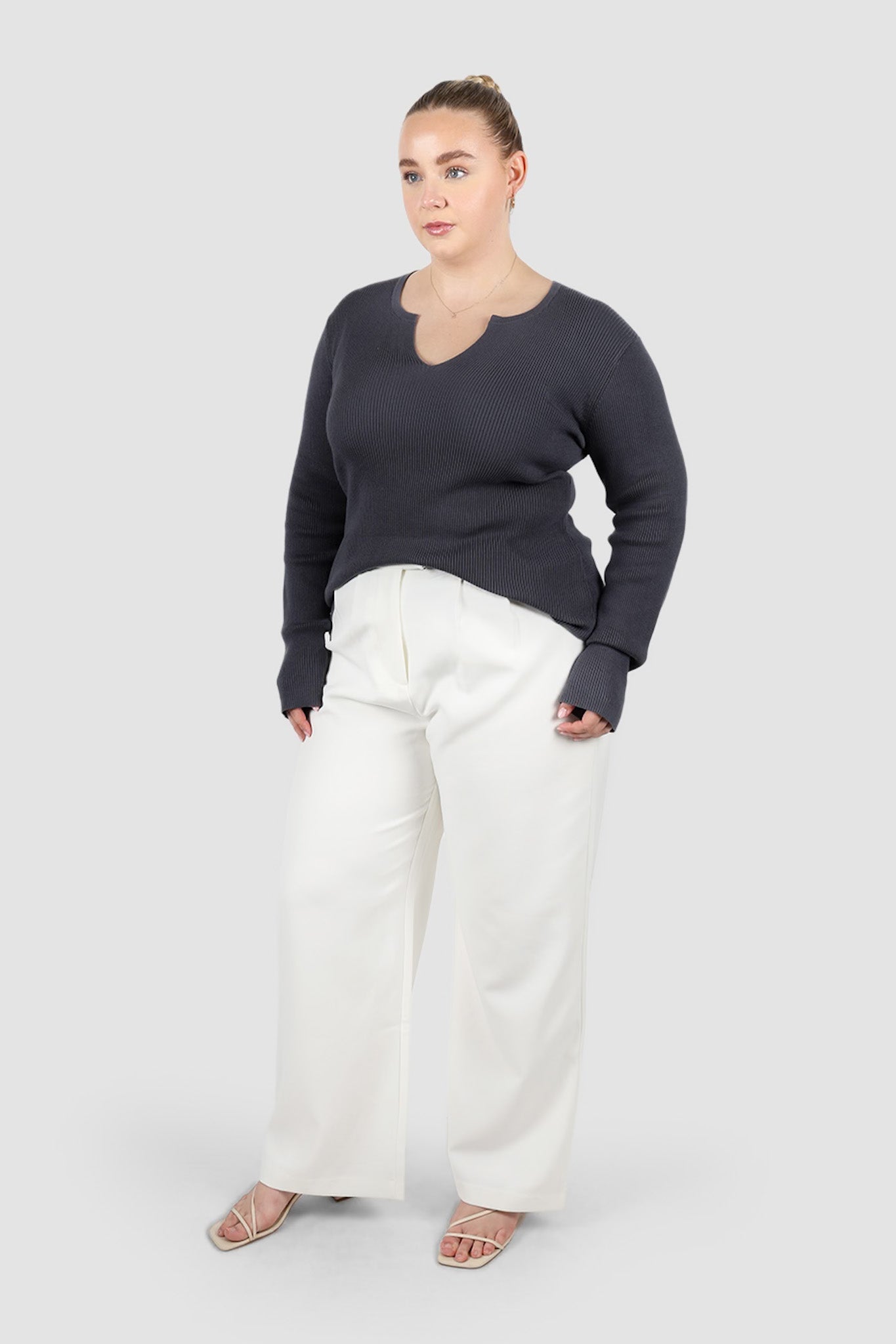 ZERRA KNIT TOP STEEL - Fayt The Label