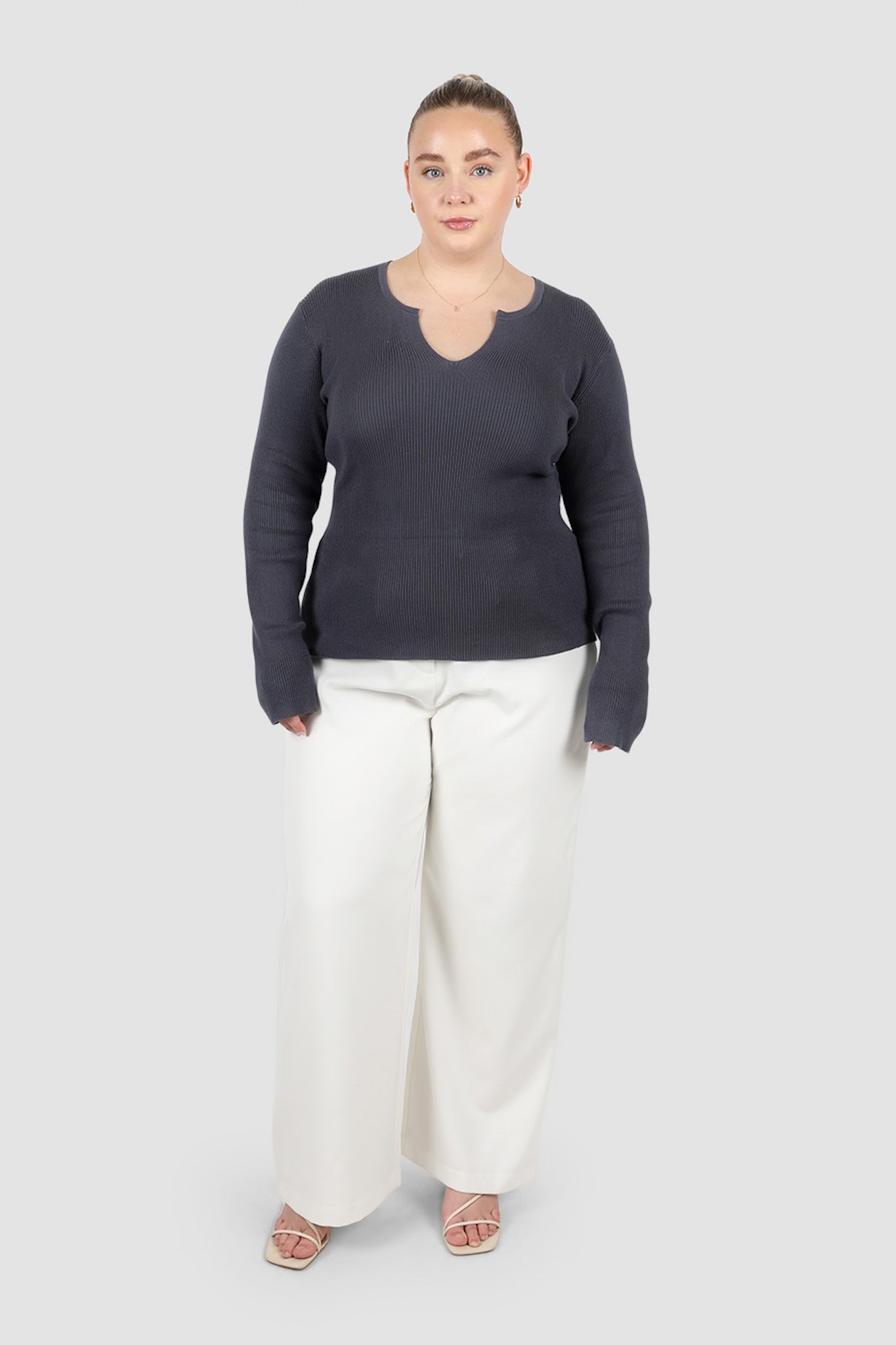 ZERRA KNIT TOP STEEL - Fayt The Label