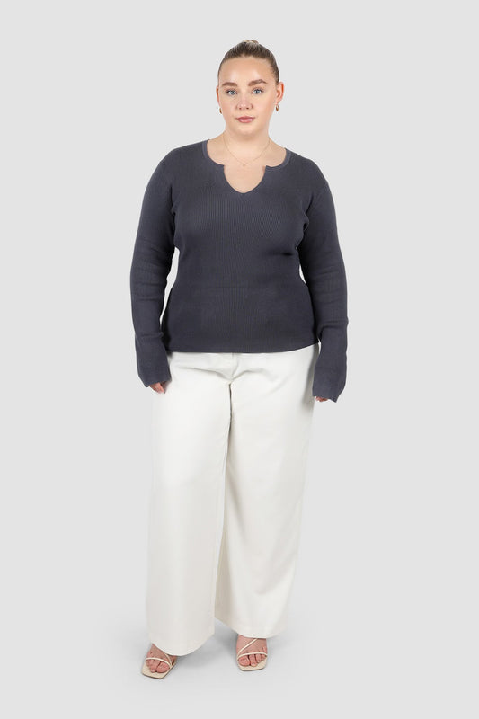 ZERRA KNIT TOP STEEL - Fayt The Label