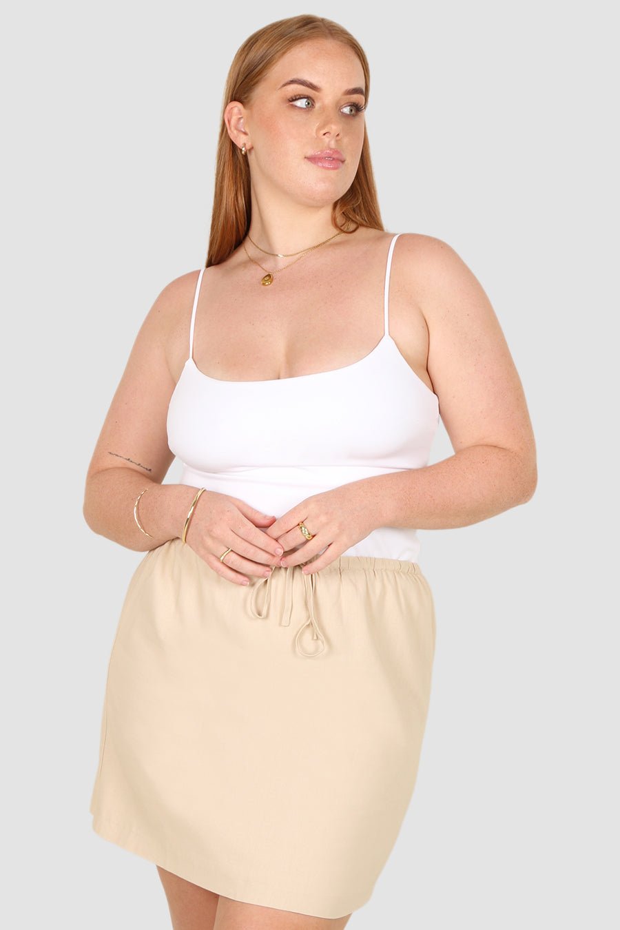 ZOLA LINEN SKIRT NEUTRAL - Fayt The Label