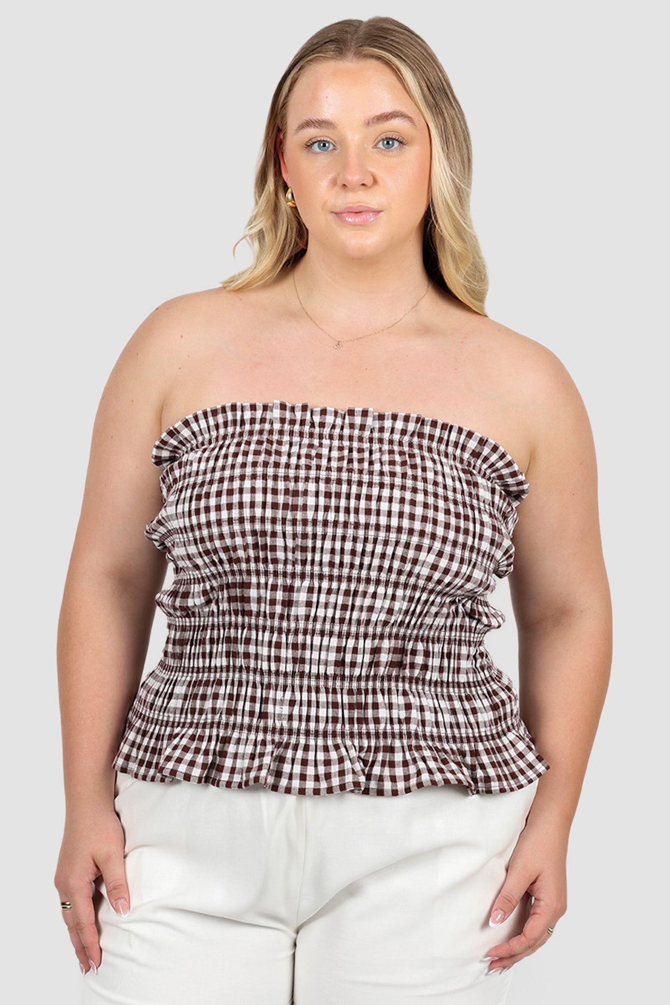 ZUBI TOP CHOC GINGHAM - Fayt The Label
