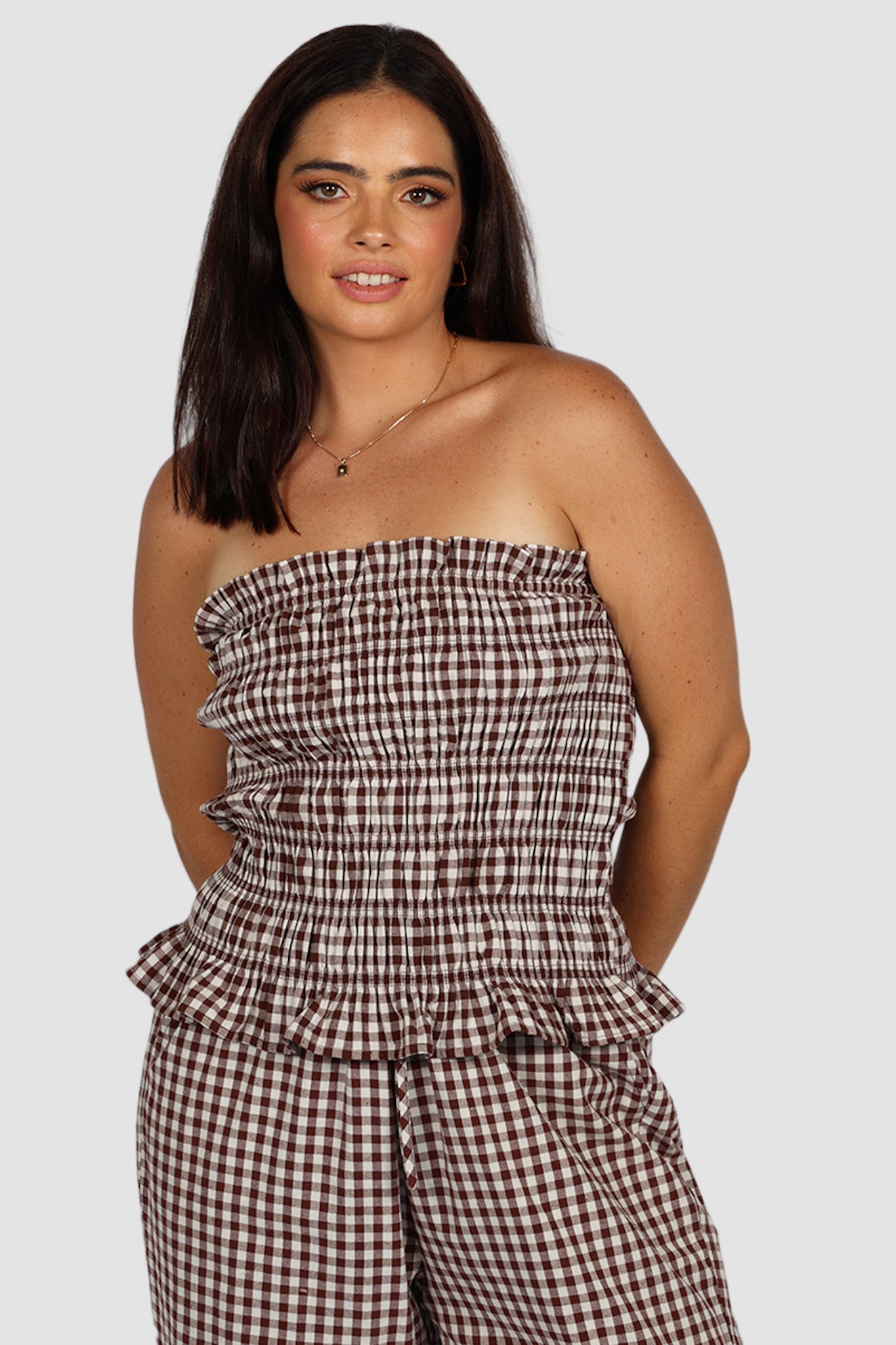 ZUBI TOP CHOC GINGHAM - Fayt The Label
