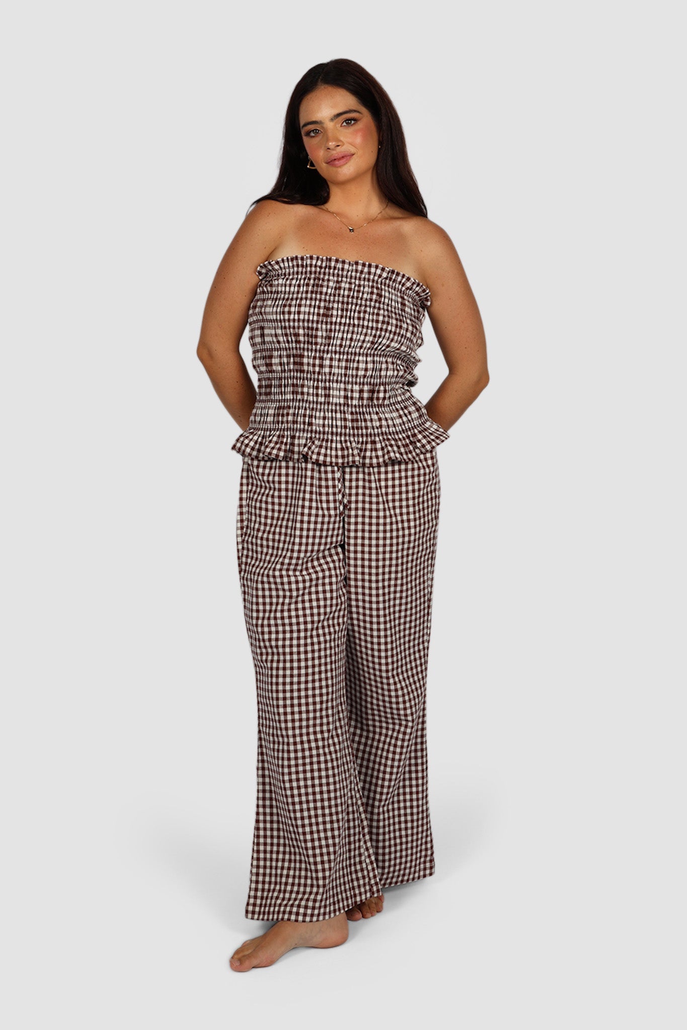 ZUBI TOP CHOC GINGHAM - Fayt The Label