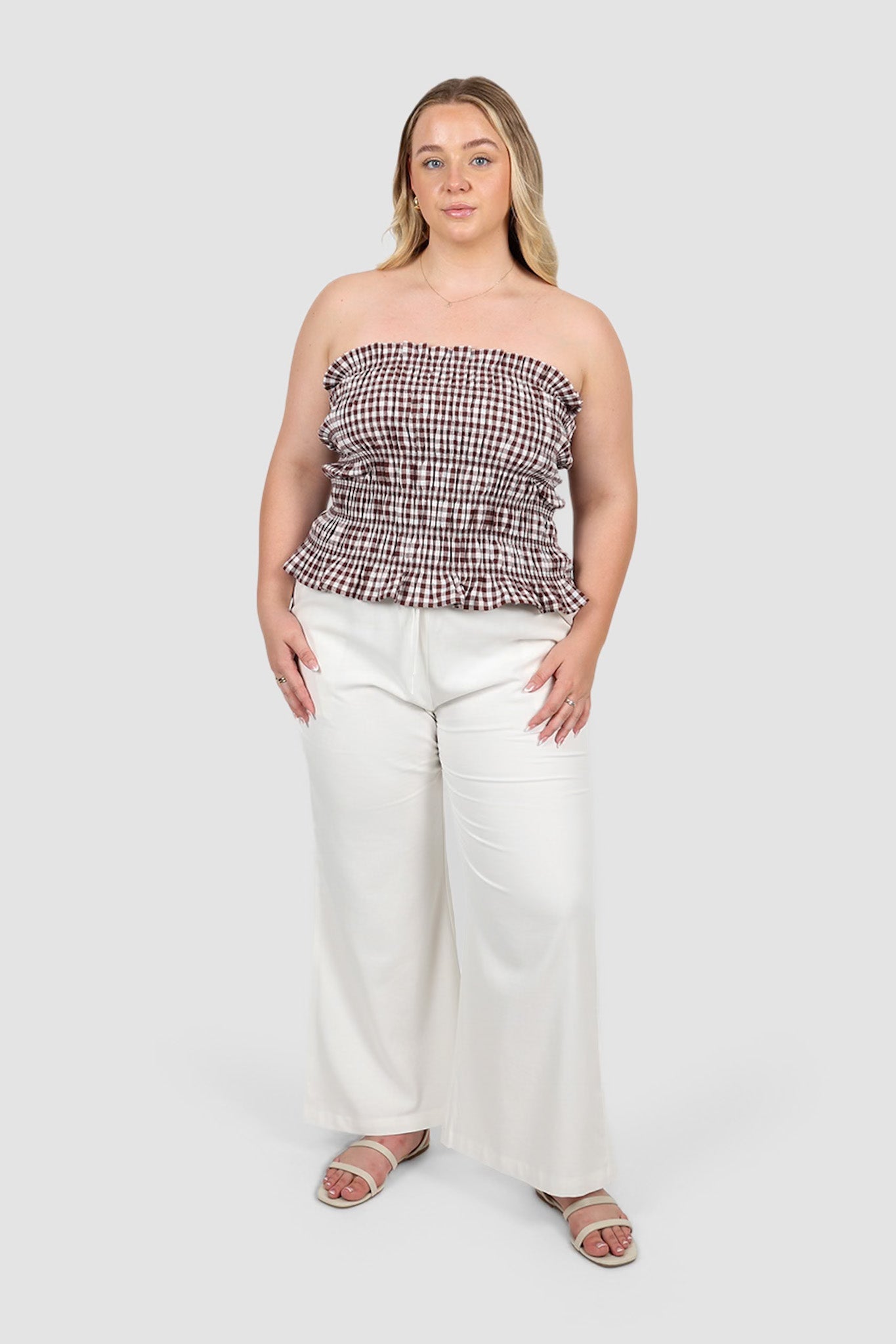 ZUBI TOP CHOC GINGHAM - Fayt The Label