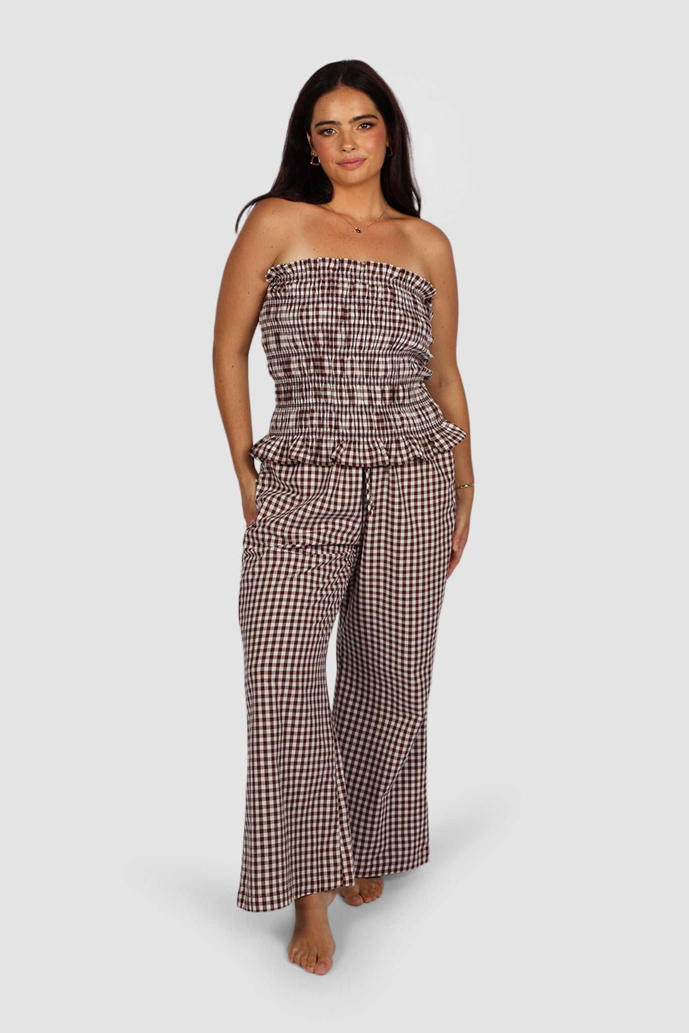 ZUBI TOP CHOC GINGHAM - Fayt The Label