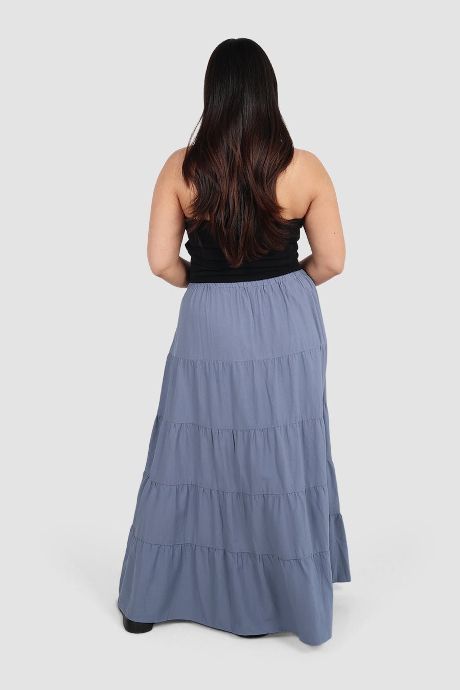 ZYLA TIERED MAXI SKIRT BLUE - Fayt The Label