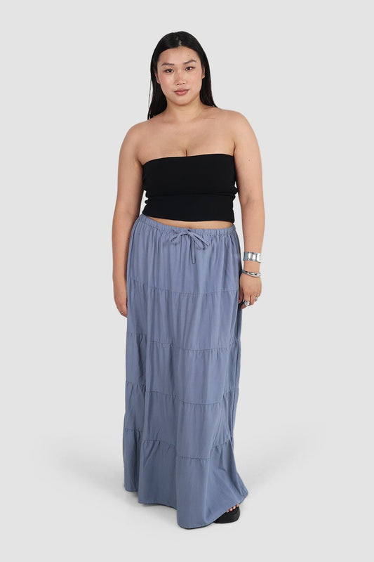 ZYLA TIERED MAXI SKIRT BLUE - Fayt The Label