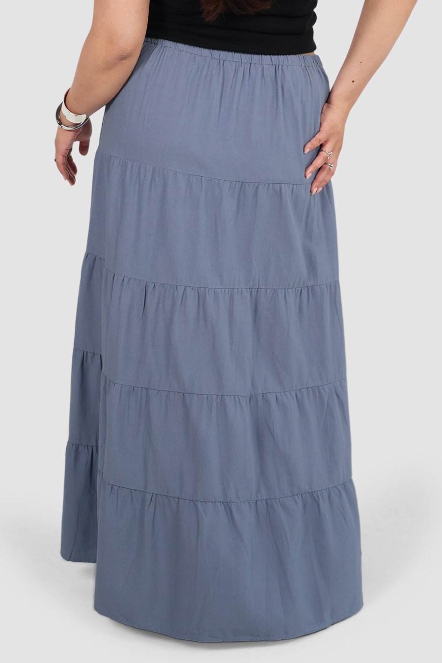 ZYLA TIERED MAXI SKIRT BLUE - Fayt The Label