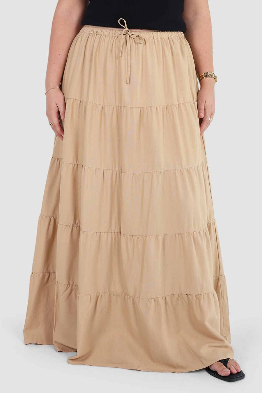 ZYLA TIERED MAXI SKIRT LATTE - Fayt The Label