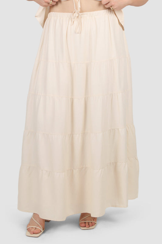 ZYLA TIERED MAXI SKIRT NEUTRAL - Fayt The Label