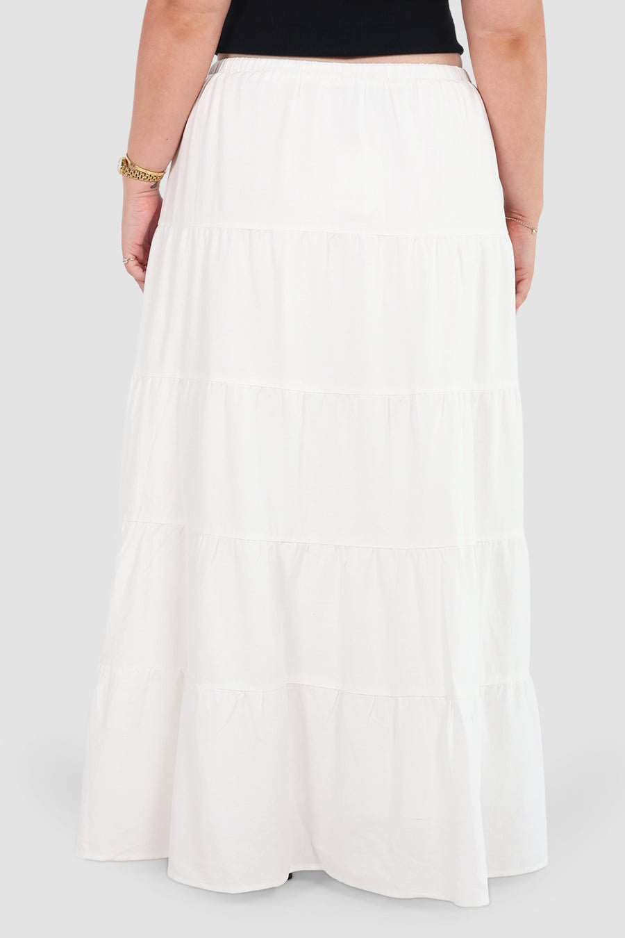 ZYLA TIERED MAXI SKIRT WHITE - Fayt The Label